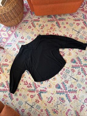 Free People Inspired Black Women’s Oversized Waffle-Knit Sweater